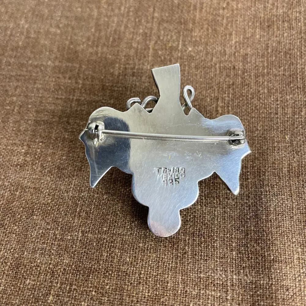 Vintage Taxco Mexico Sterling Silver Grape Cluster Brooch Pin 925 15g